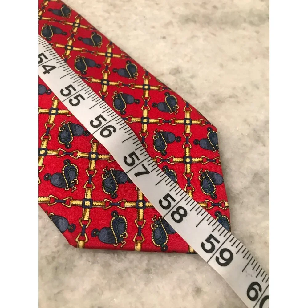 Sinsabang Pure Silk Tie‎ Mens Red Equestrian Saddles Festival Formal